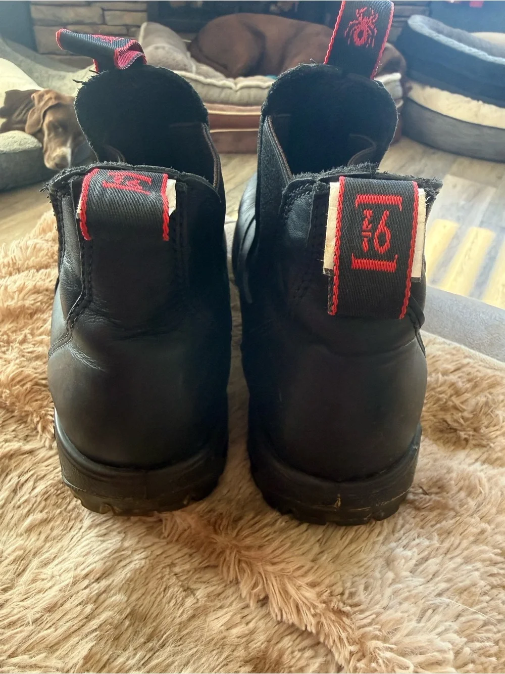 Black Leather Chelsea Boots - Spider Logo Pull Tab
